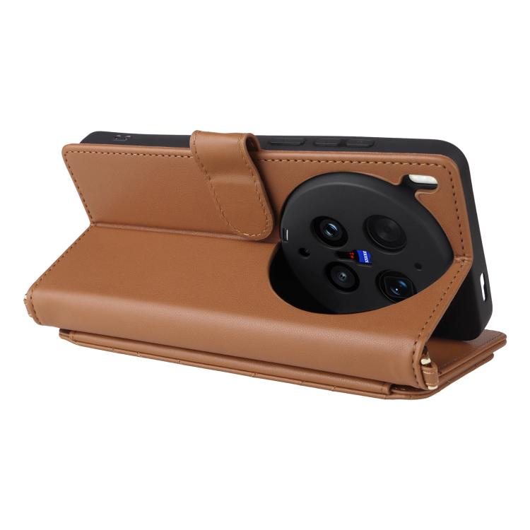 For vivo X300 Ultra Multifunctional 6-Card Slots Leather Phone Case with Wrist Strap