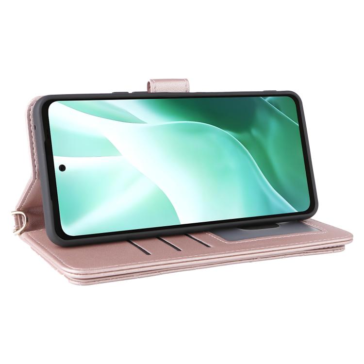 For Fujitsu Arrows We2 Plus F-51E Multifunctional 6-Card Slots Leather Phone Case with Wrist Strap
