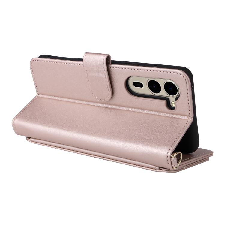 For Fujitsu Arrows We2 Plus F-51E Multifunctional 6-Card Slots Leather Phone Case with Wrist Strap