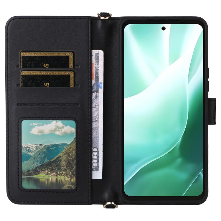 For Fujitsu Arrows We2 Plus F-51E Multifunctional 6-Card Slots Leather Phone Case with Wrist Strap