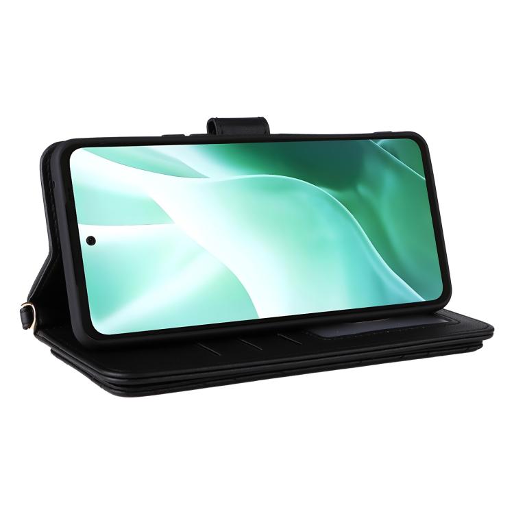 For Fujitsu Arrows We2 Plus F-51E Multifunctional 6-Card Slots Leather Phone Case with Wrist Strap