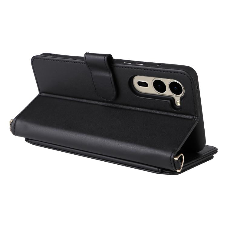 For Fujitsu Arrows We2 Plus F-51E Multifunctional 6-Card Slots Leather Phone Case with Wrist Strap