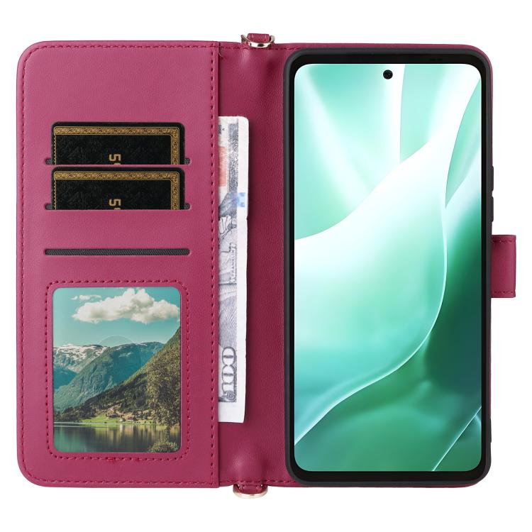 For Fujitsu Arrows We2 Plus F-51E Multifunctional 6-Card Slots Leather Phone Case with Wrist Strap