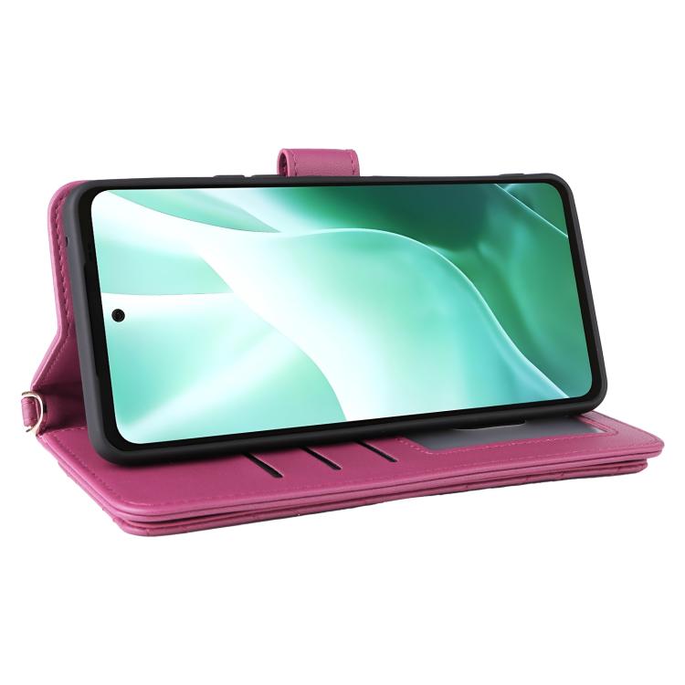 For Fujitsu Arrows We2 Plus F-51E Multifunctional 6-Card Slots Leather Phone Case with Wrist Strap