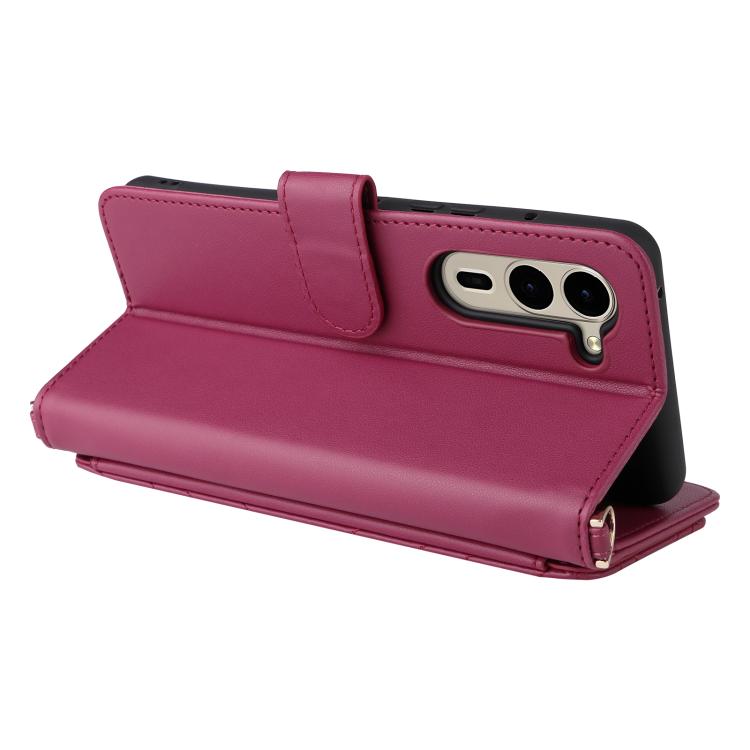For Fujitsu Arrows We2 Plus F-51E Multifunctional 6-Card Slots Leather Phone Case with Wrist Strap