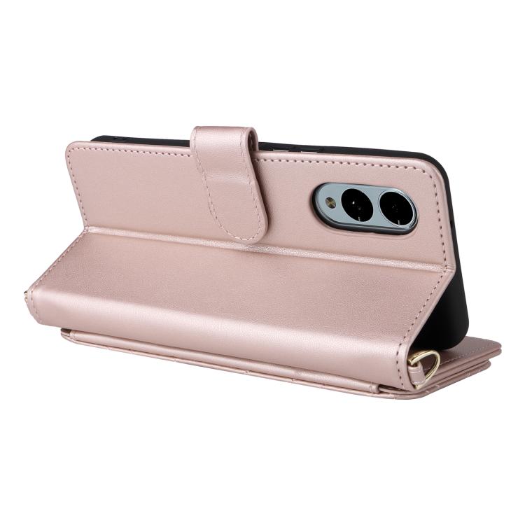 For Fujitsu Arrows We2 F-52E Multifunctional 6-Card Slots Leather Phone Case with Wrist Strap