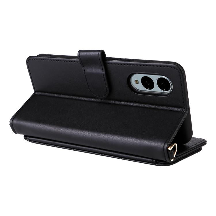 For Fujitsu Arrows We2 F-52E Multifunctional 6-Card Slots Leather Phone Case with Wrist Strap