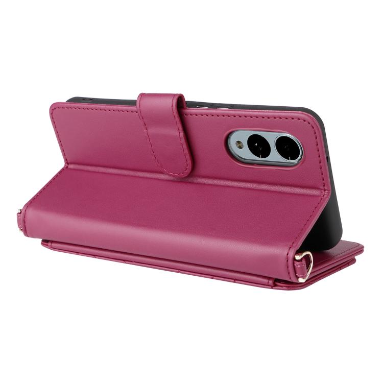 For Fujitsu Arrows We2 F-52E Multifunctional 6-Card Slots Leather Phone Case with Wrist Strap