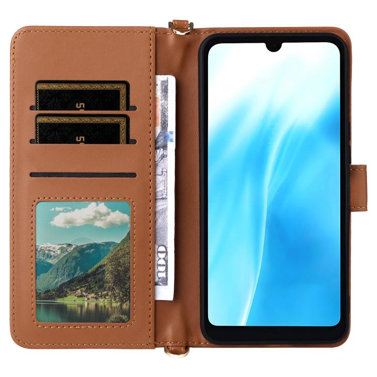 For Fujitsu Arrows We2 F-52E Multifunctional 6-Card Slots Leather Phone Case with Wrist Strap
