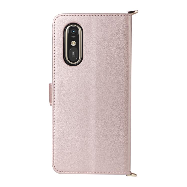For Fujitsu Rakuraku A401FC Multifunctional 6-Card Slots Leather Phone Case with Wrist Strap