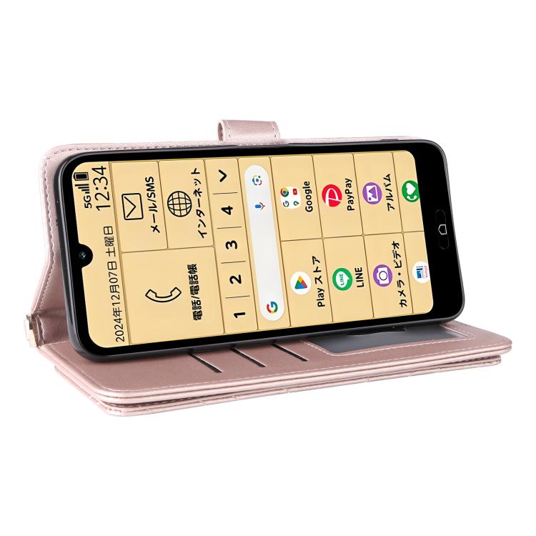 For Fujitsu Rakuraku A401FC Multifunctional 6-Card Slots Leather Phone Case with Wrist Strap