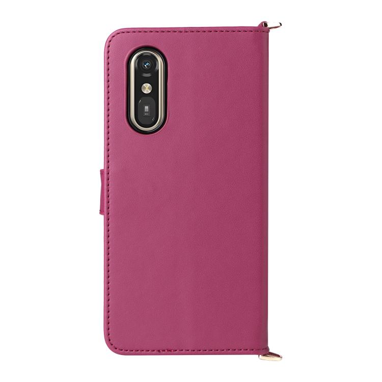 For Fujitsu Rakuraku A401FC Multifunctional 6-Card Slots Leather Phone Case with Wrist Strap