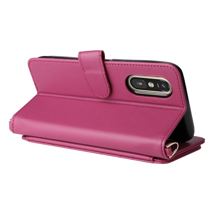For Fujitsu Rakuraku A401FC Multifunctional 6-Card Slots Leather Phone Case with Wrist Strap