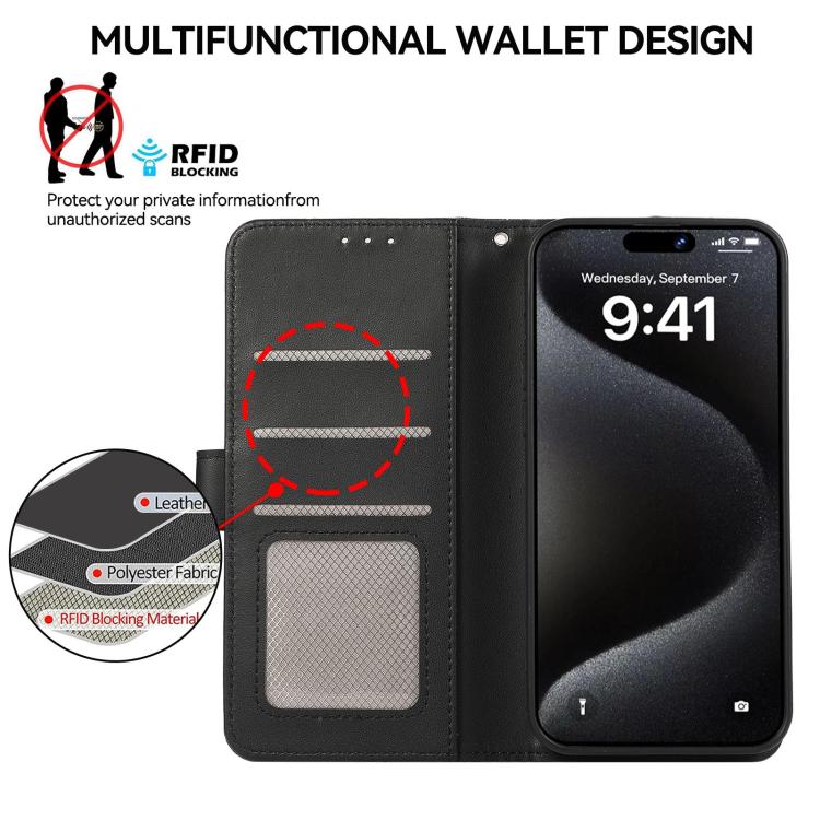 For Xiaomi 17 Pro ABEEL Delicate Texture Splicing RFID Leather Phone Case