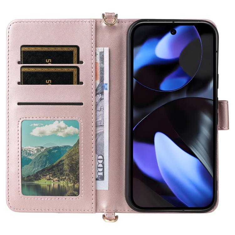 For Google Pixel 9 / Pixel 9 Pro Multifunctional 6-Card Slots Leather Phone Case with Wrist Strap