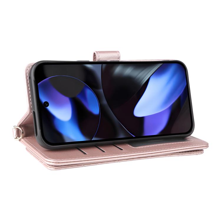 For Google Pixel 9 / Pixel 9 Pro Multifunctional 6-Card Slots Leather Phone Case with Wrist Strap