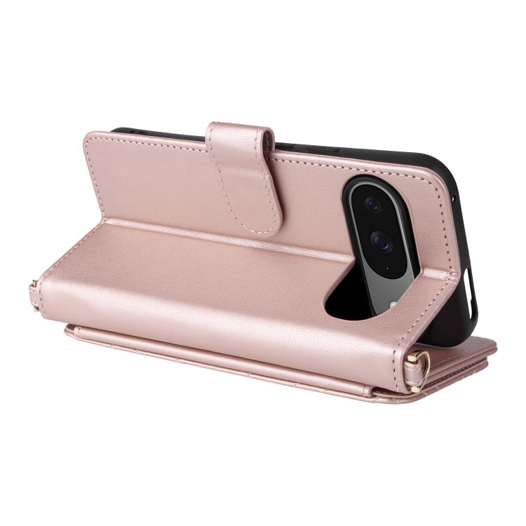 For Google Pixel 10 / Pixel 10 Pro Multifunctional 6-Card Slots Leather Phone Case with Wrist Strap