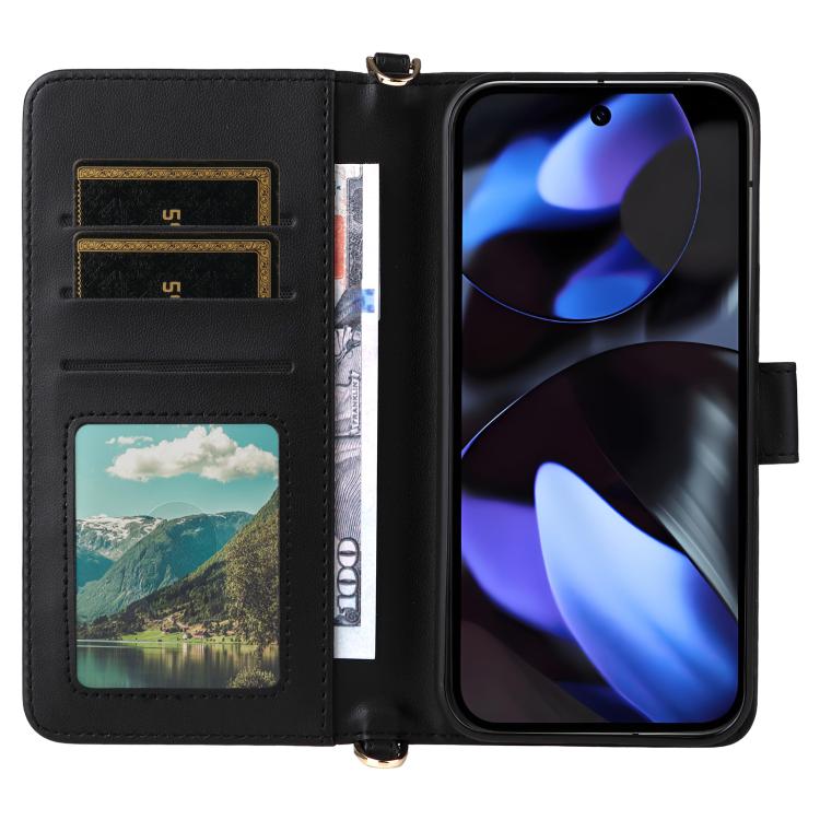 For Google Pixel 10 / Pixel 10 Pro Multifunctional 6-Card Slots Leather Phone Case with Wrist Strap