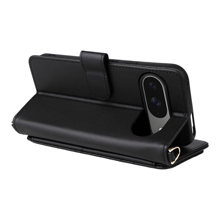 For Google Pixel 10 / Pixel 10 Pro Multifunctional 6-Card Slots Leather Phone Case with Wrist Strap