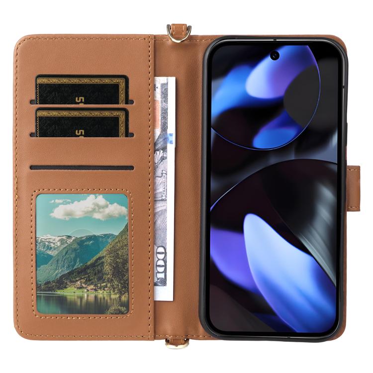 For Google Pixel 10 / Pixel 10 Pro Multifunctional 6-Card Slots Leather Phone Case with Wrist Strap