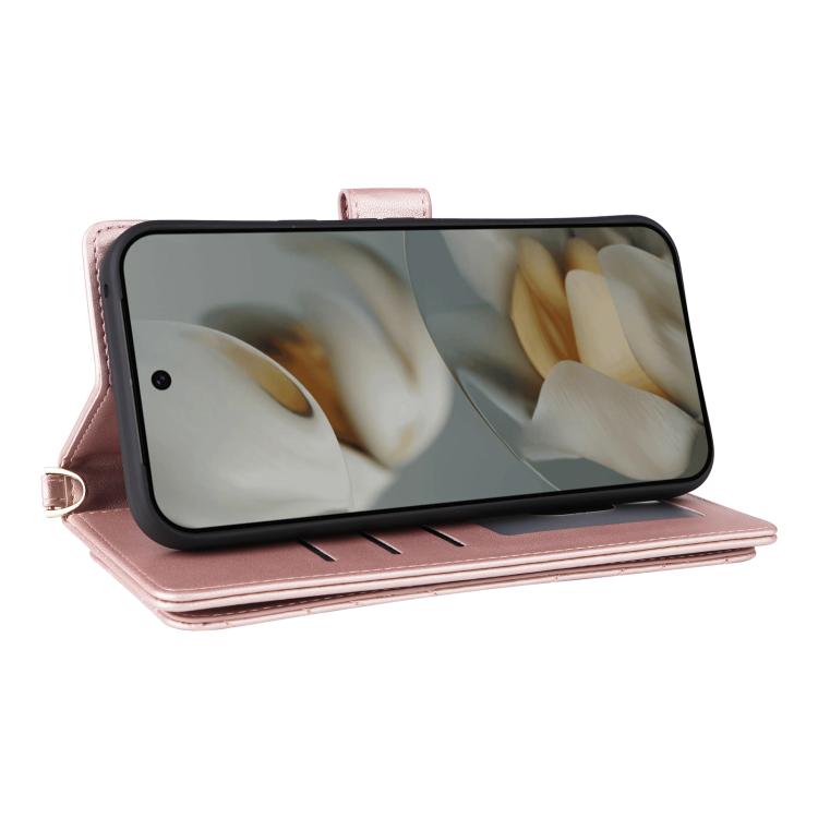 For Google Pixel 10 Pro XL Multifunctional 6-Card Slots Leather Phone Case with Wrist Strap