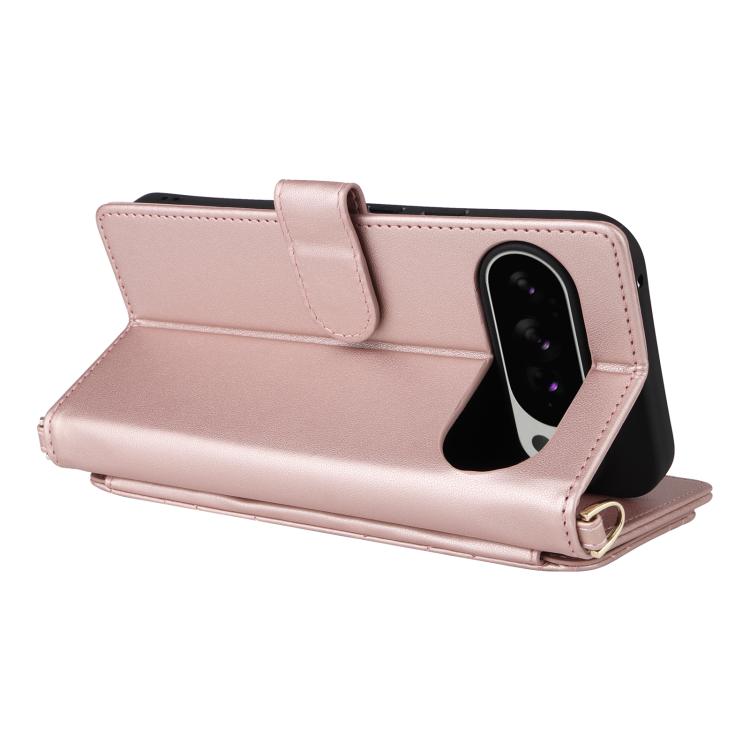 For Google Pixel 10 Pro XL Multifunctional 6-Card Slots Leather Phone Case with Wrist Strap