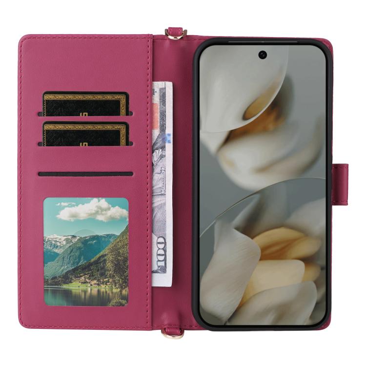 For Google Pixel 10 Pro XL Multifunctional 6-Card Slots Leather Phone Case with Wrist Strap