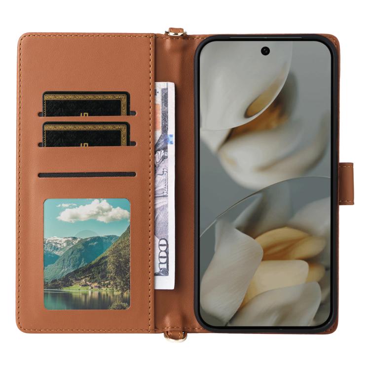 For Google Pixel 10 Pro XL Multifunctional 6-Card Slots Leather Phone Case with Wrist Strap