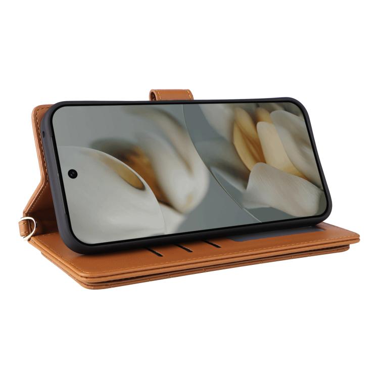 For Google Pixel 10 Pro XL Multifunctional 6-Card Slots Leather Phone Case with Wrist Strap