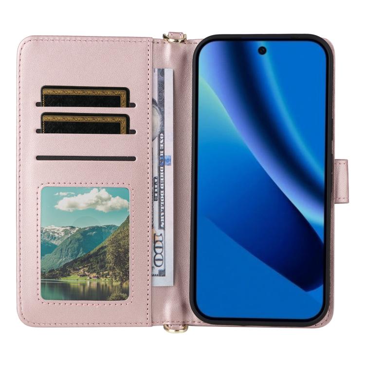 For Google Pixel 10a Multifunctional 6-Card Slots Leather Phone Case with Wrist Strap
