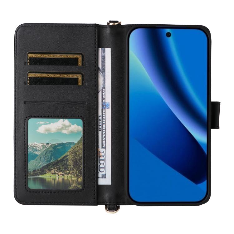 For Google Pixel 10a Multifunctional 6-Card Slots Leather Phone Case with Wrist Strap