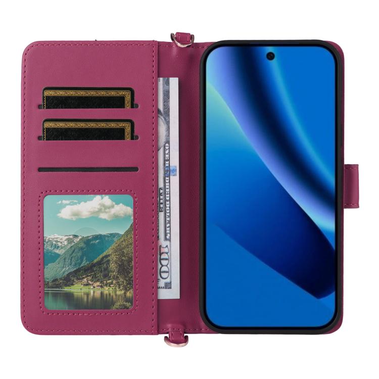 For Google Pixel 10a Multifunctional 6-Card Slots Leather Phone Case with Wrist Strap