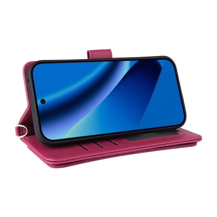 For Google Pixel 10a Multifunctional 6-Card Slots Leather Phone Case with Wrist Strap
