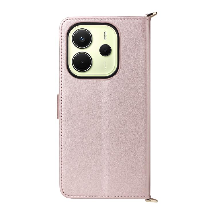 For Redmi Note 14 4G 164.84mm Multifunctional 6-Card Slots Leather Phone Case with Wrist Strap