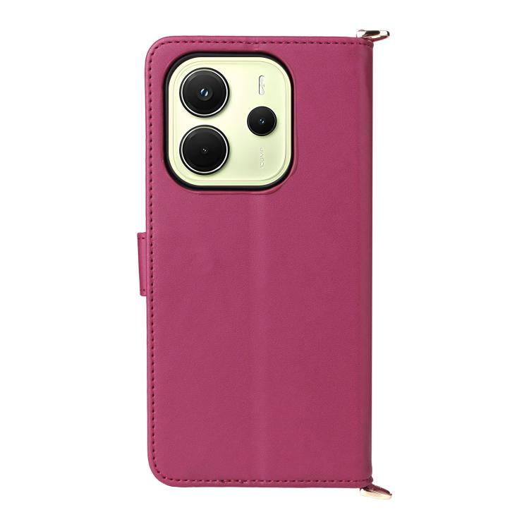 For Redmi Note 14 4G 164.84mm Multifunctional 6-Card Slots Leather Phone Case with Wrist Strap