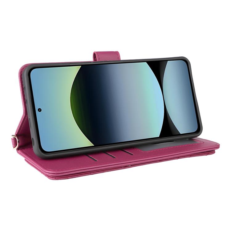 For Redmi Note 14 4G 164.84mm Multifunctional 6-Card Slots Leather Phone Case with Wrist Strap