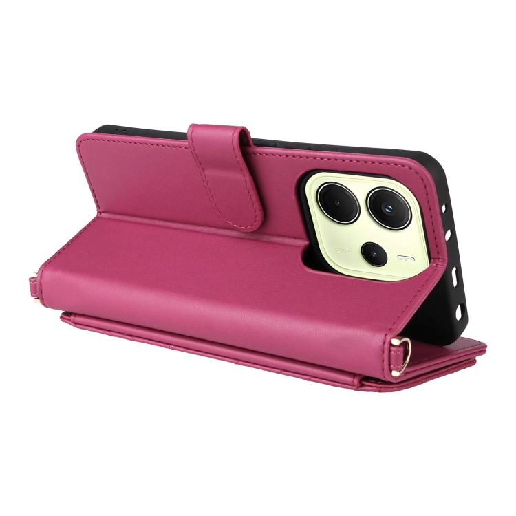 For Redmi Note 14 4G 164.84mm Multifunctional 6-Card Slots Leather Phone Case with Wrist Strap