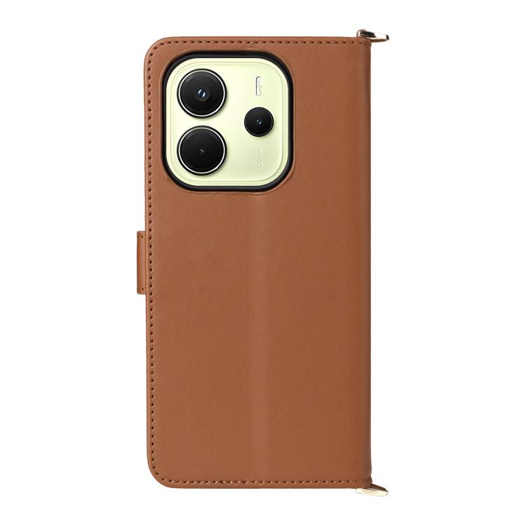 For Redmi Note 14 4G 164.84mm Multifunctional 6-Card Slots Leather Phone Case with Wrist Strap