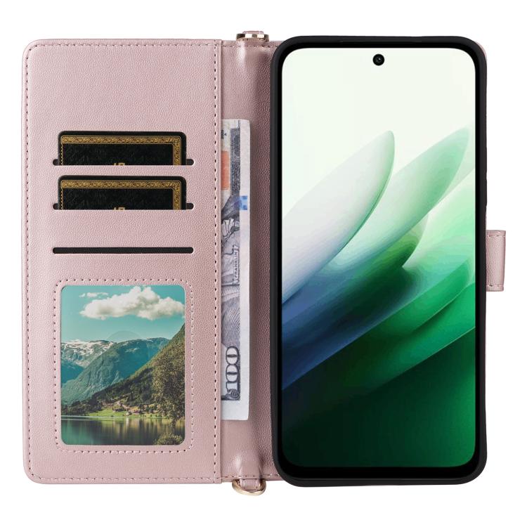 For Redmi 15 5G / 4G EU 171mm Multifunctional 6-Card Slots Leather Phone Case with Wrist Strap