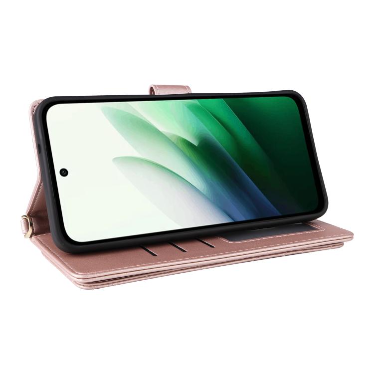For Redmi 15 5G / 4G EU 171mm Multifunctional 6-Card Slots Leather Phone Case with Wrist Strap
