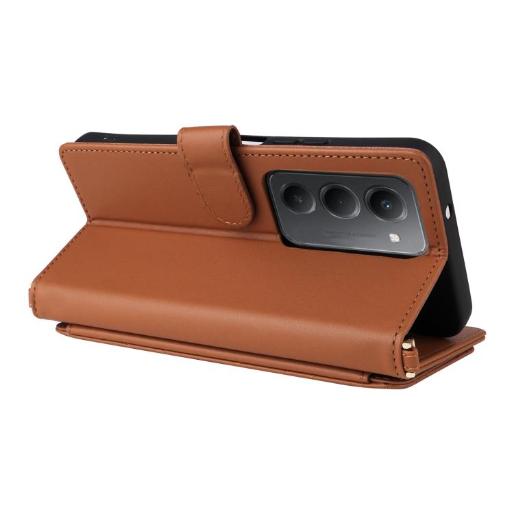 For Redmi 15 5G / 4G EU 171mm Multifunctional 6-Card Slots Leather Phone Case with Wrist Strap