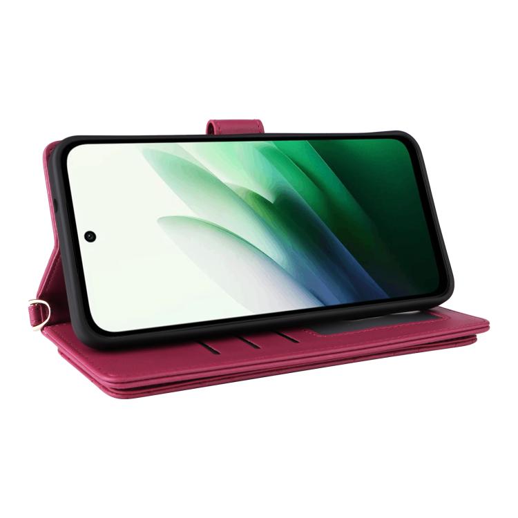 For Redmi 15 5G Global / 15 4G SEA 169mm Multifunctional 6-Card Slots Leather Phone Case with Wrist Strap
