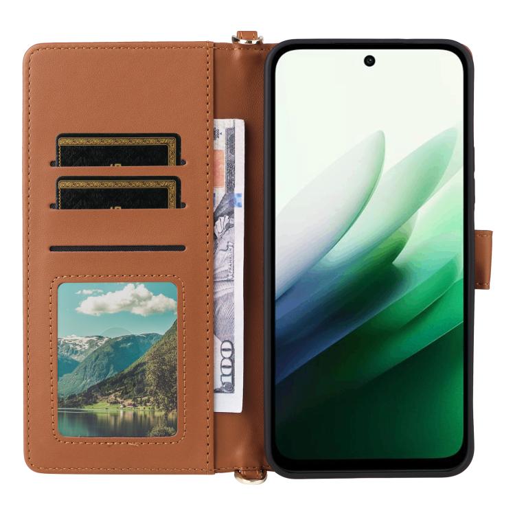 For Redmi 15 5G Global / 15 4G SEA 169mm Multifunctional 6-Card Slots Leather Phone Case with Wrist Strap