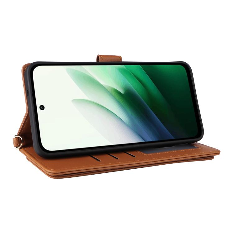 For Redmi 15 5G Global / 15 4G SEA 169mm Multifunctional 6-Card Slots Leather Phone Case with Wrist Strap