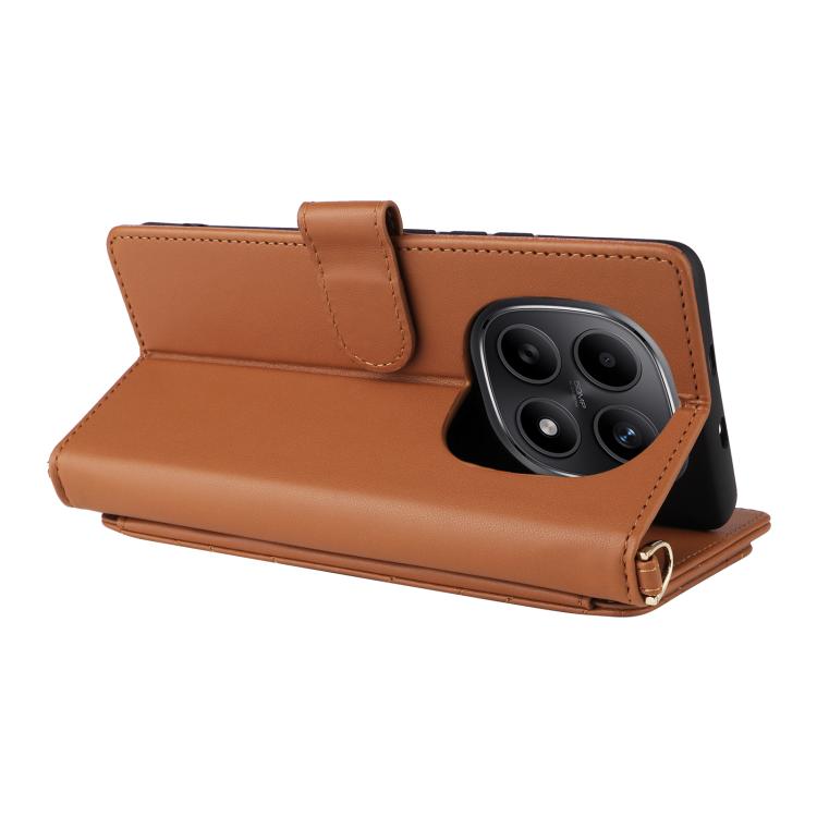 For Redmi Note 15 5G / 4G 164mm / Poco M8 5G Multifunctional 6-Card Slots Leather Phone Case with Wrist Strap