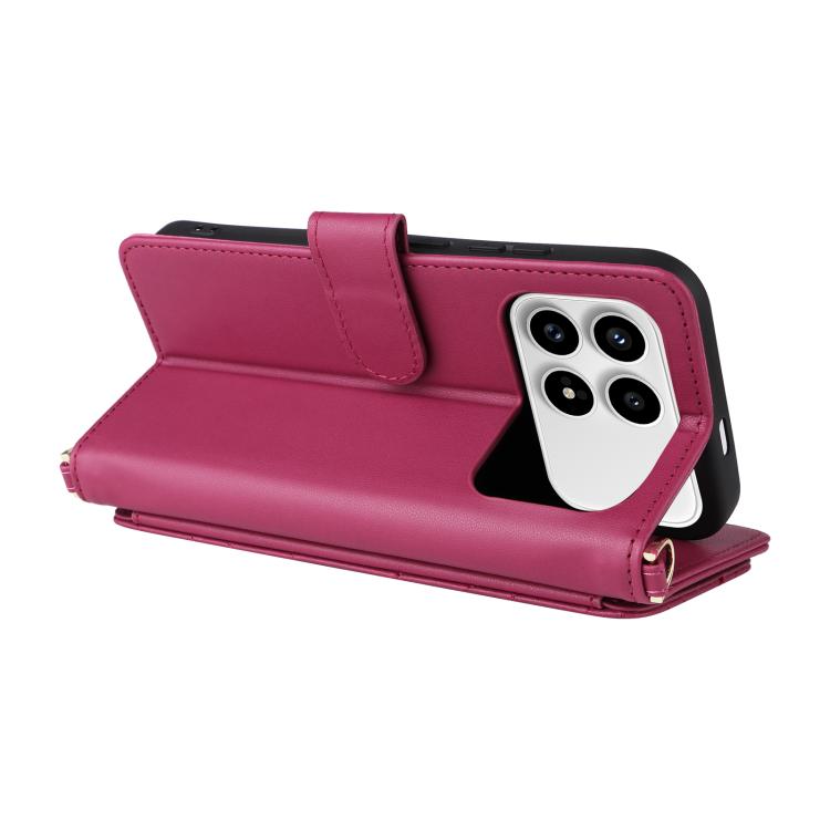 For Redmi K90 5G / Poco F8 Pro Multifunctional 6-Card Slots Leather Phone Case with Wrist Strap