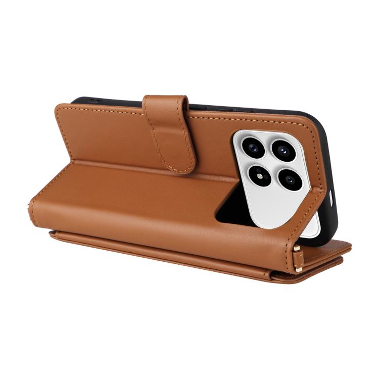 For Redmi K90 5G / Poco F8 Pro Multifunctional 6-Card Slots Leather Phone Case with Wrist Strap
