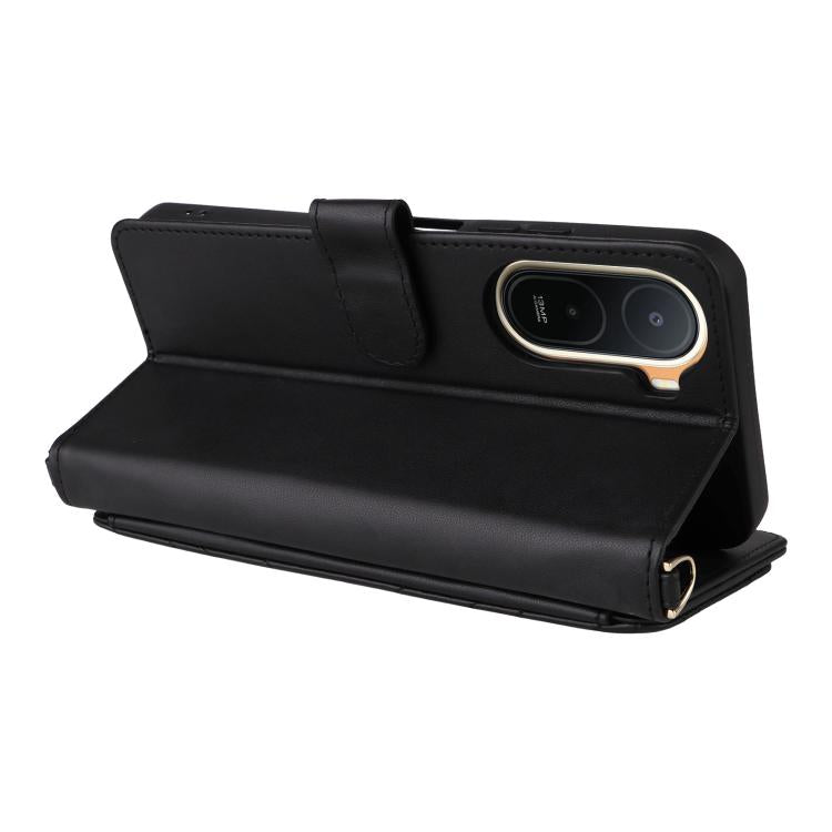 For Redmi A7 Pro 171mm / Poco C85x 5G Multifunctional 6-Card Slots Leather Phone Case with Wrist Strap