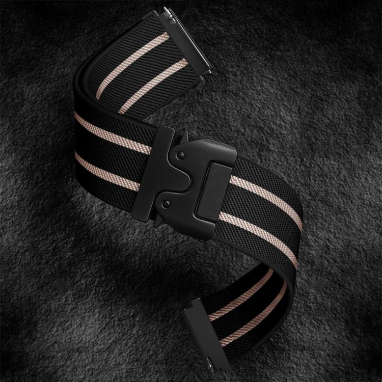 22mm Parachute Buckle Stripe Nylon Elastic Braided Watch Band