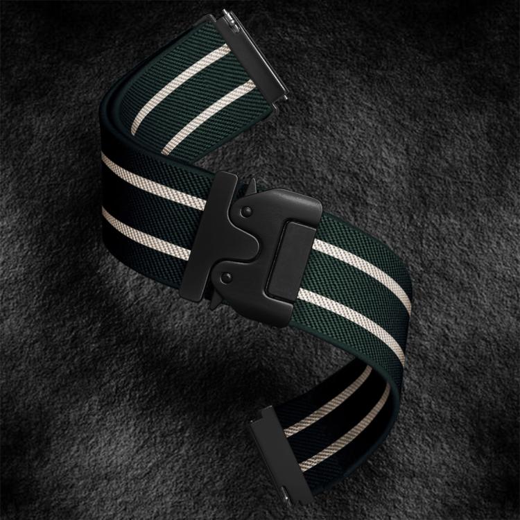 22mm Parachute Buckle Stripe Nylon Elastic Braided Watch Band